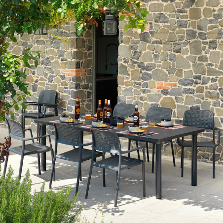 Fauteuil BORA polypro et fibre de verre empilable - Anthracite