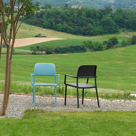 Fauteuil BORA polypro et fibre de verre empilable - Céleste