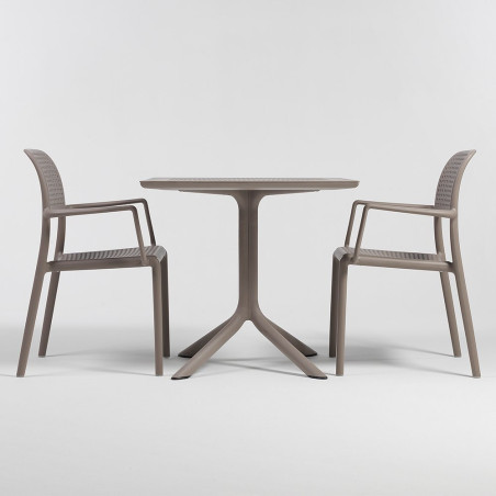 Fauteuil BORA polypro et fibre de verre empilable - Tortora