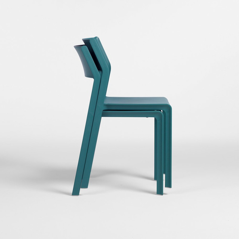 Chaise TRILL BISTROT effet mat en fibre de verre - Bleu Canard