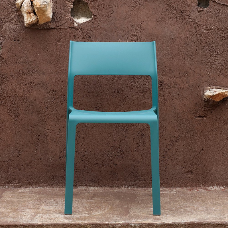 Chaise TRILL BISTROT effet mat en fibre de verre - Bleu Canard