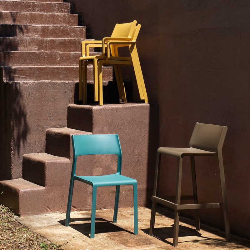 Tabouret TRILL BISTROT effet mat en fibre de verre - Tabac