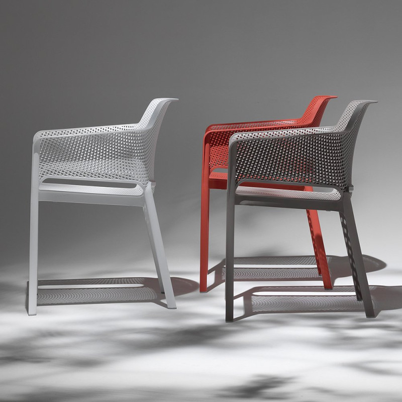 Fauteuil NET en fibre de verre effet mat BIT & NET Collection - Tortora
