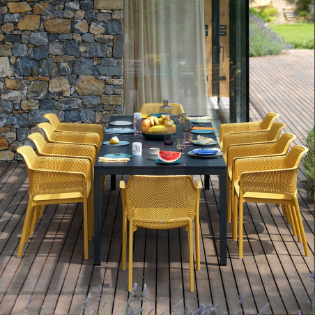 Fauteuil NET en fibre de verre effet mat BIT & NET Collection - Moutarde
