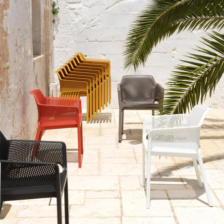 Fauteuil NET en fibre de verre effet mat BIT & NET Collection - Corail