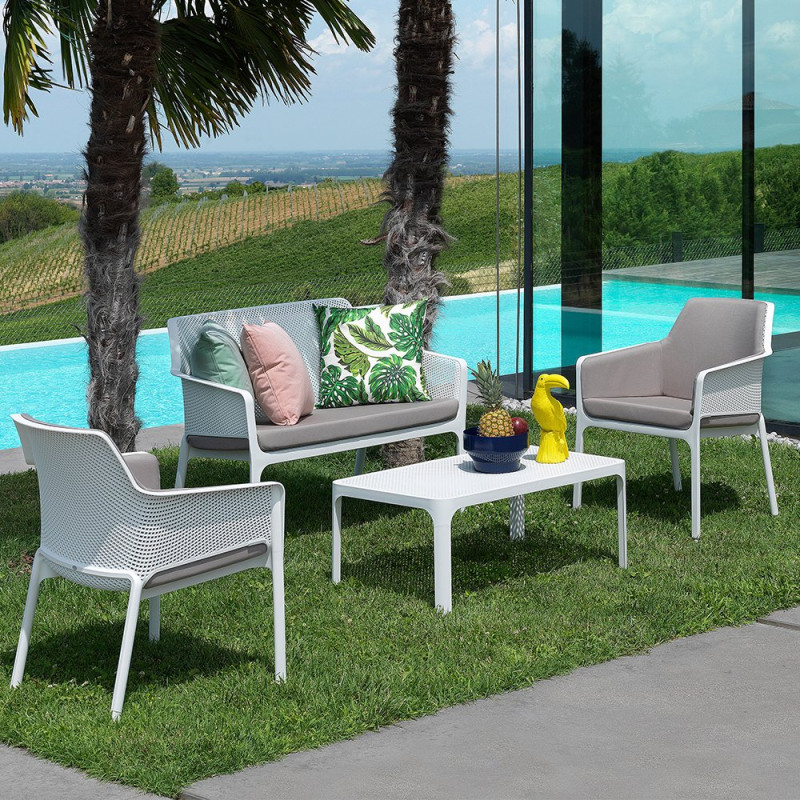 Fauteuil NET RELAX en polypropylène empilable - Blanc