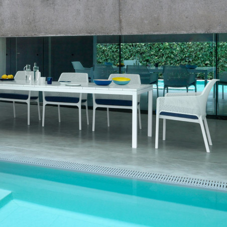 Fauteuil NET RELAX en polypropylène empilable - Blanc