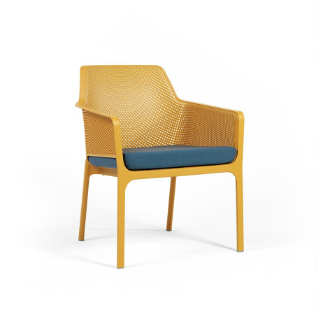 Fauteuil NET RELAX en polypropylène empilable - Moutarde