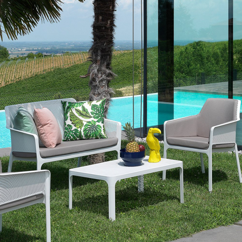 Table basse NET en polypropylène empilable - Blanc