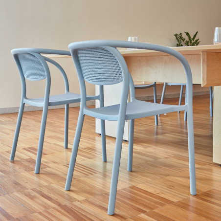 Fauteuil NOON empilable - Bleu Gris
