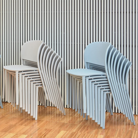 Chaise TRENA polypro et fibre de verre empilable - Bleu Gris