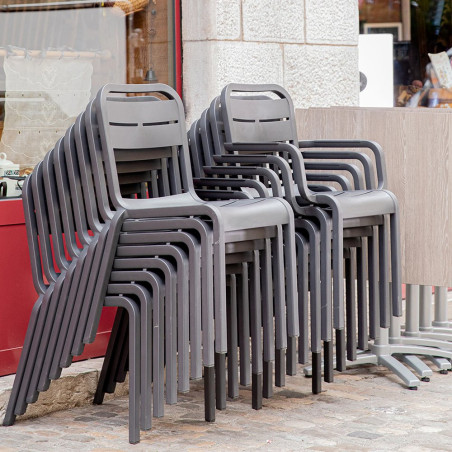 Chaise CANNES en polypro et fibre de verre haute résistance - Anthracite