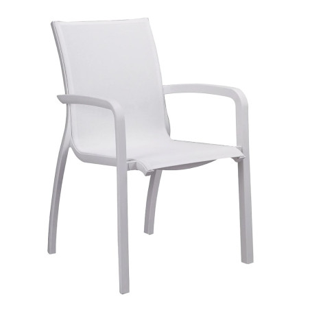 Fauteuil SUNSET microban® high-techantibactérien empilable - Blanc glacier/Toile blanche