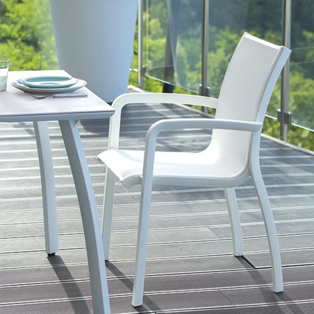Fauteuil SUNSET microban® high-techantibactérien empilable - Blanc glacier/Toile blanche