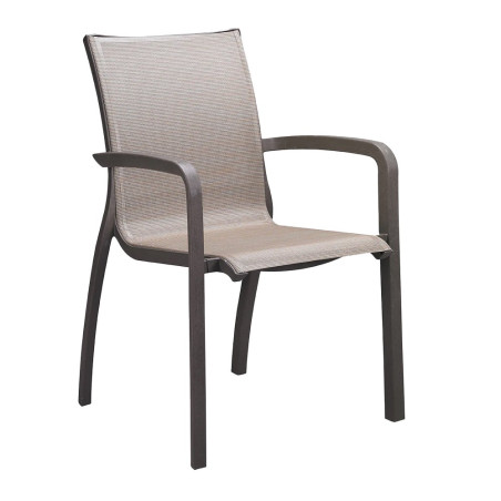 Fauteuil SUNSET microban® high-techantibactérien empilable - Bronze/Toile Cognac