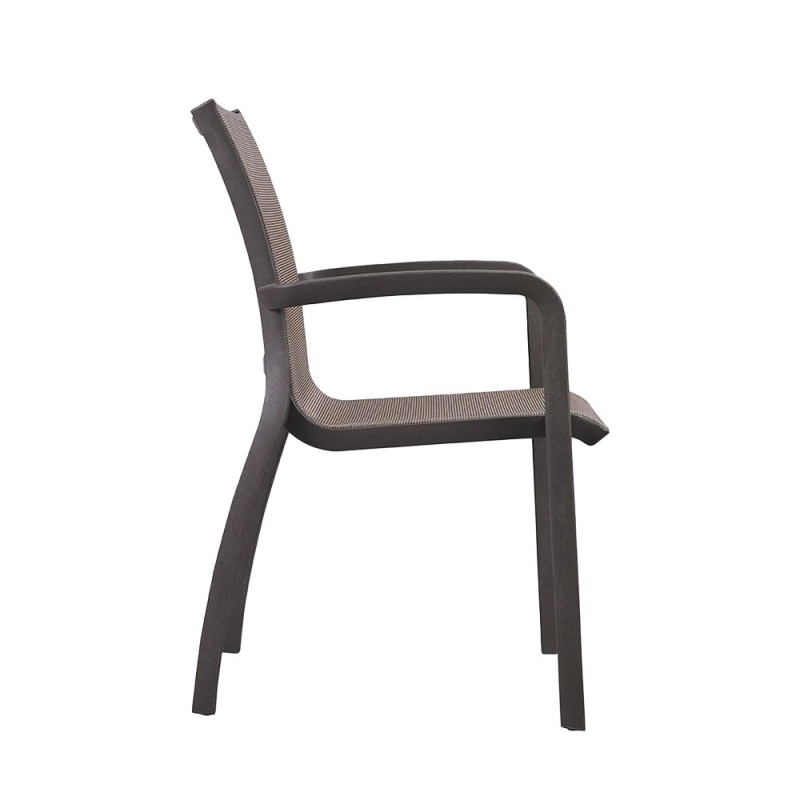 Fauteuil SUNSET microban® high-techantibactérien empilable - Bronze/Toile Cognac