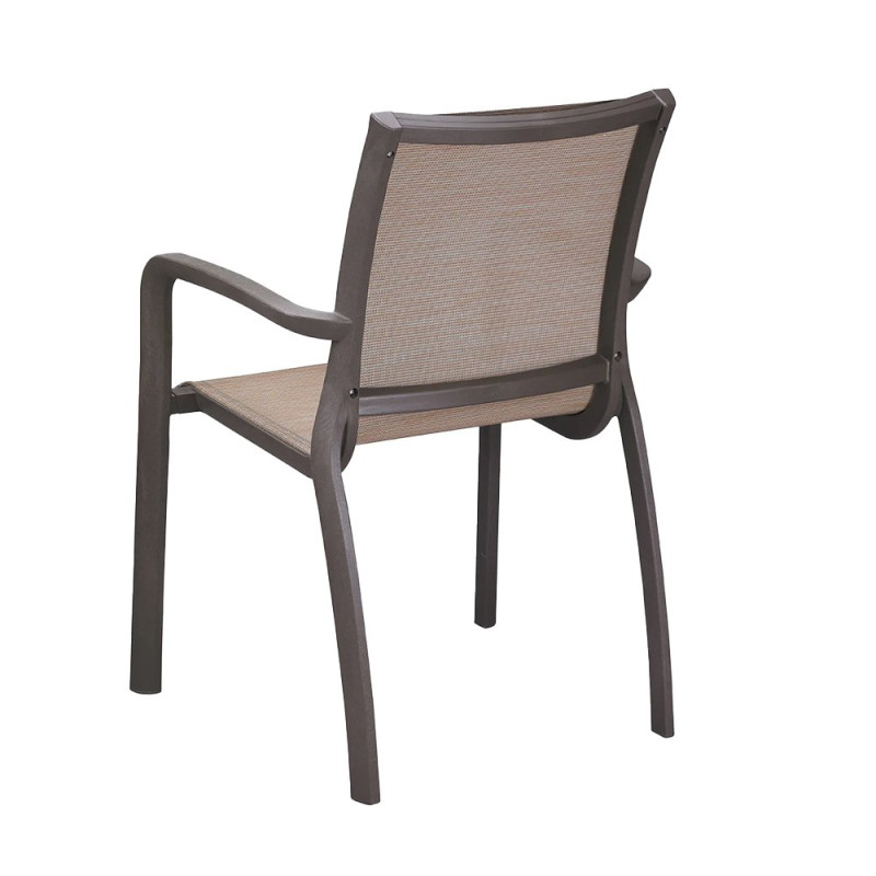 Fauteuil SUNSET microban® high-techantibactérien empilable - Bronze/Toile Cognac