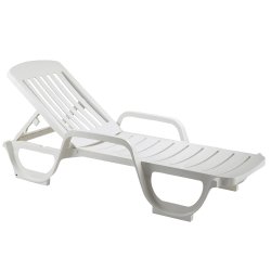 Bain de soleil MIAMI empilable - Blanc - 67x190X42 cm