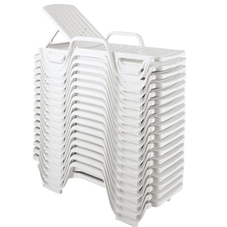 Bain de soleil MIAMI empilable - Blanc - 67x190X42 cm