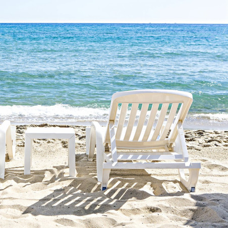 Bain de soleil MIAMI empilable - Blanc - 67x190X42 cm