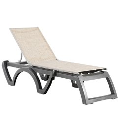 Bain de soleil JAMAICA empilable en résine de syntèse - Anthracite / Toile paille