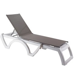 Bain de soleil JAMAICA empilable en résine de syntèse - Blanc / Toile taupe