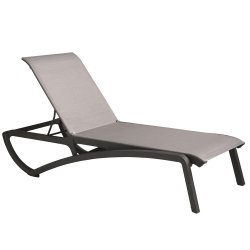 Bain de soleil SUNSET empilable en polypropylène renforcé - Noir volcanique / Toile grise