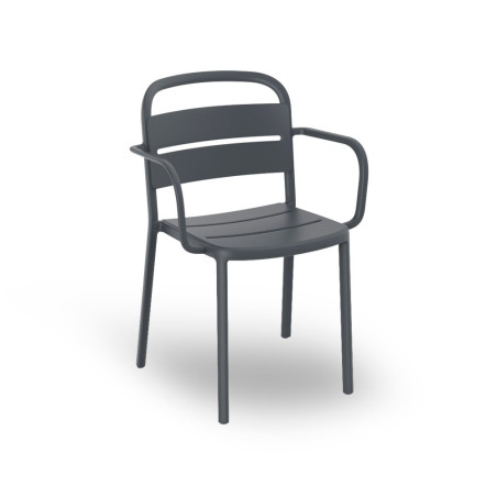 Fauteuil COMO en polypro et fibre de verre empilable - Gris Foncé