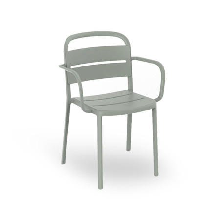 Fauteuil COMO en polypro et fibre de verre empilable - Gris Vert