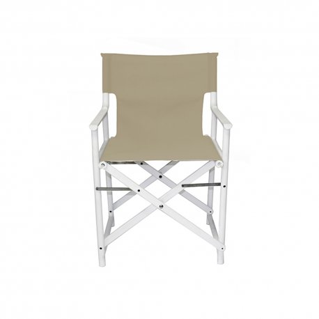 Chaise BOSS pliante - Blanc/Toile Beige