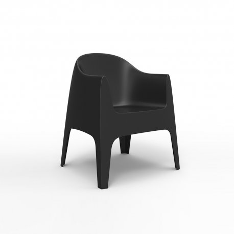 Chaise lounge SOLID en polypropylène empilable - Noir