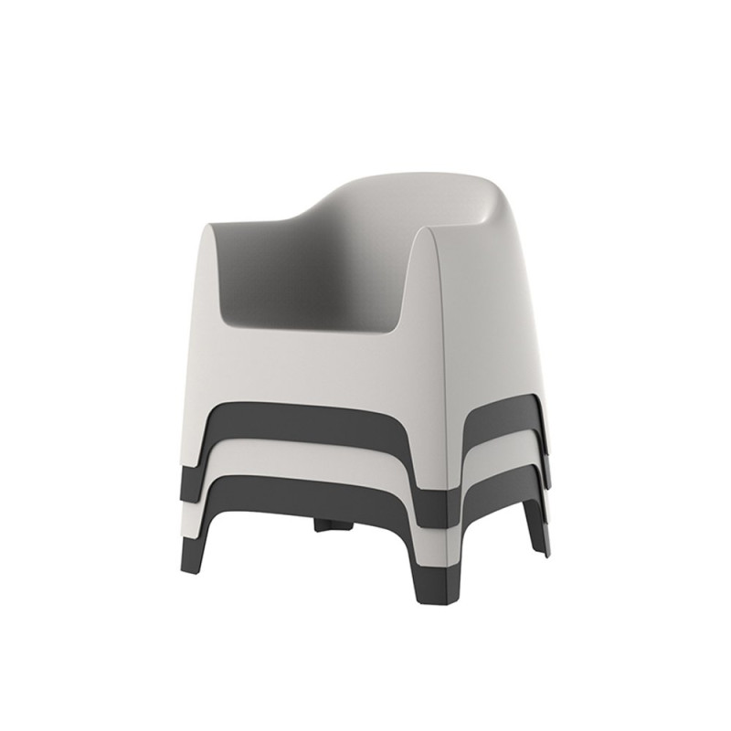 Chaise lounge SOLID en polypropylène empilable - Noir