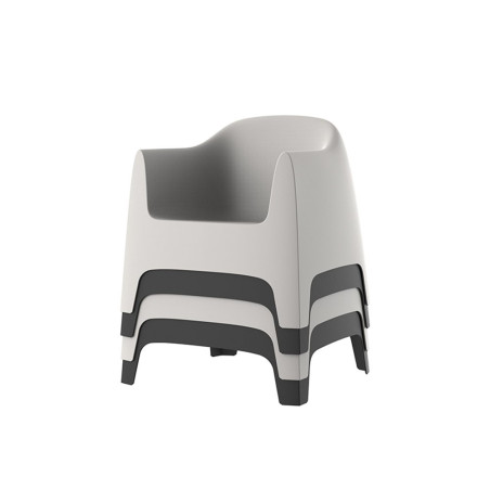 Chaise lounge SOLID en polypropylène empilable - Noir