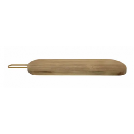 Planche à servir longue en bois d'acacia avec poignée en cuivre 60 x 12 x 2 cm