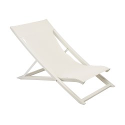 Transat pliant SUNSET empilable en polypropylène renforcé - Blanc glacier / Toile blanche Grosfillex