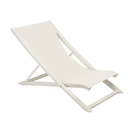 Transat pliant SUNSET empilable en polypropylène renforcé - Blanc glacier / Toile blanche