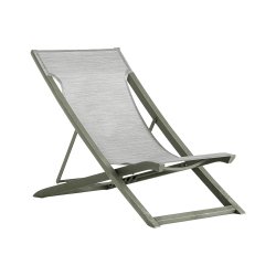 Transat pliant SUNSET empilable en polypropylène renforcé - Lichen / Toile coton