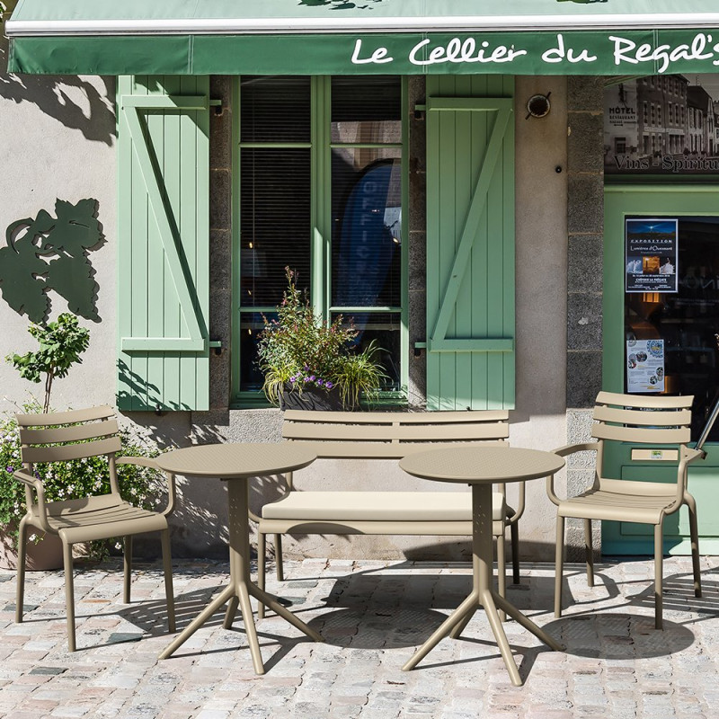 Fauteuil Paris extérieur empilable en polypropylène - Taupe