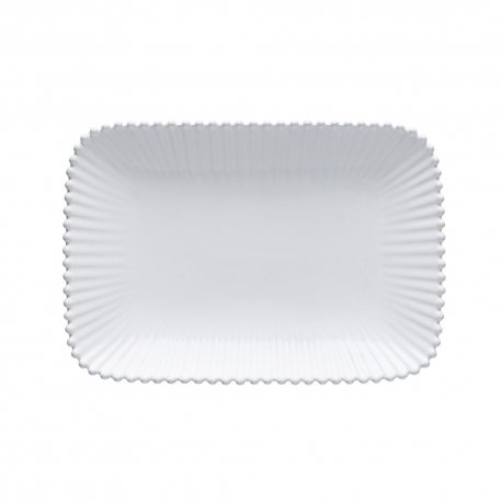 Assiette plate rectangulaire 30x21 cm en grès - Pearl - Blanc