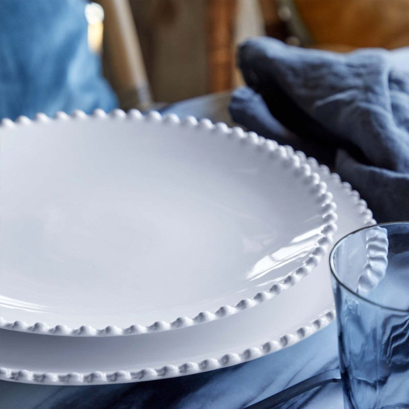 Assiette plate ø 28 cm  en grès - Pearl - Blanc
