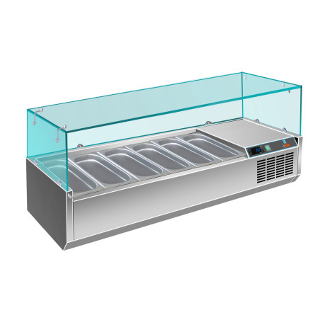 Vitrine meuble à pizza 6 bacs GN 1/3 +2° à +8°C - 1500x395x435 mm