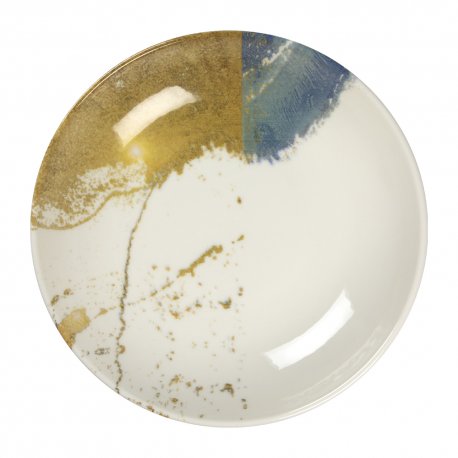 Assiette creuse - Porcelaine ø 25cm -Dyonisos - Blanc, bleu et or Manufacture de Digoin