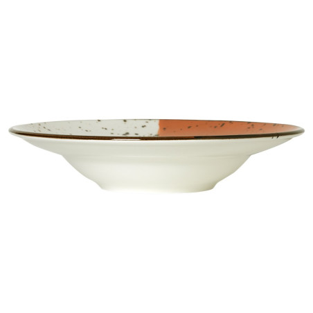 Assiette à pâtes - Porcelaine ø 27 cm - Hélios - Blanc, Ivoire et orange
