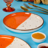 Assiette à pâtes - Porcelaine ø 27 cm - Hélios - Blanc, Ivoire et orange
