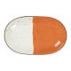 Assiette ovale - Porcelaine 32x20 cm - HÃ©lios - Sans aile - Blanc, Ivoire et orange