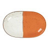 Assiette ovale - Porcelaine 32x20 cm - Hélios - Sans aile - Blanc, Ivoire et orange
