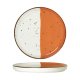 Assiette bord droit - Porcelaine Ø.21 cm - Hélios - Bord droit - Blanc, Ivoire et orange
