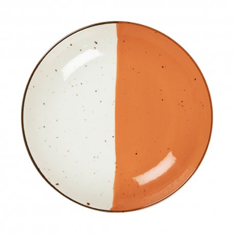 Assiette creuse - Porcelaine Ø.25 cm - Hélios - Blanc, Ivoire et orange