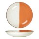 Assiette creuse - Porcelaine Ø.25 cm - Hélios - Blanc, Ivoire et orange