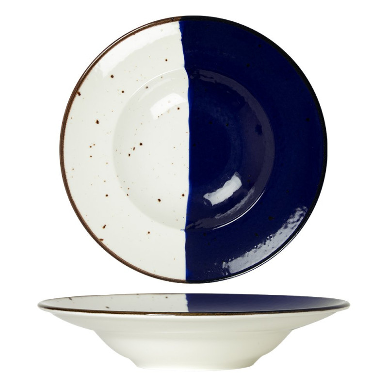Assiette à pâtes - Porcelaine ø 27 cm - Poséidon - Blanc, Ivoire et bleu